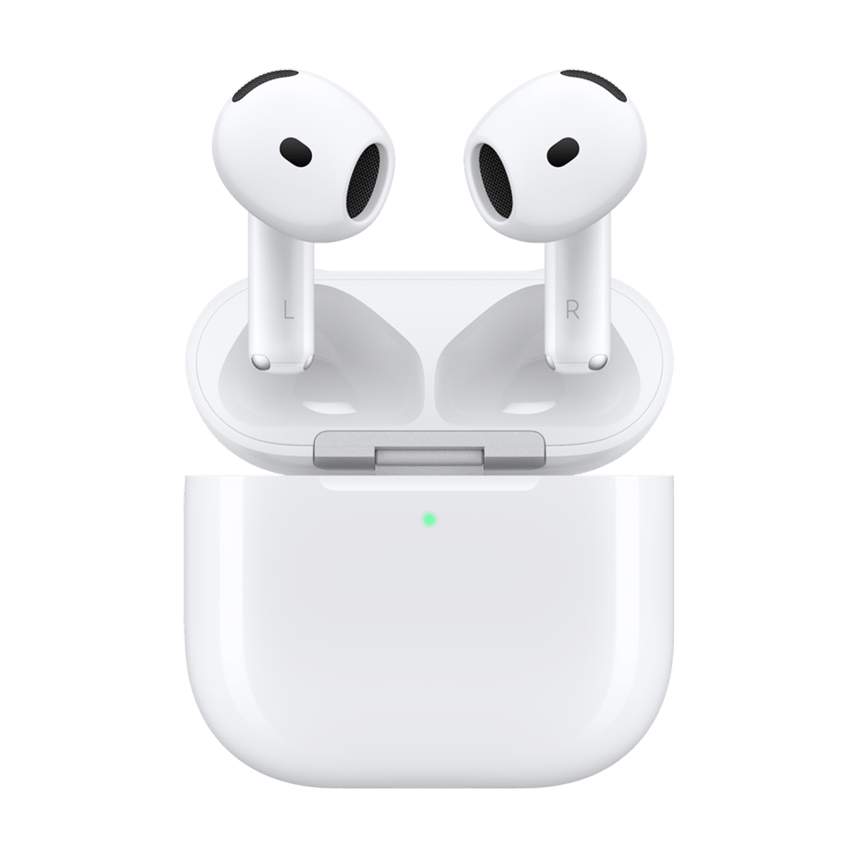 AirPods 4 con cancelación activa de ruido y su estuche de carga