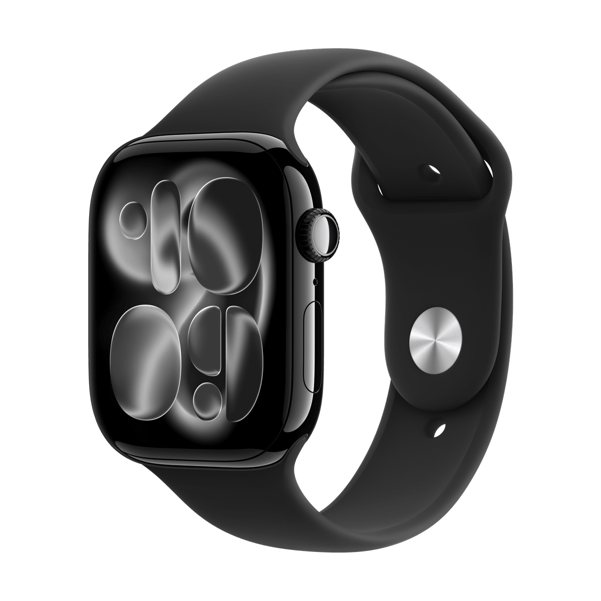 Apple Watch Series 11 color negro azabache, caja de aluminio con correa deportiva negra