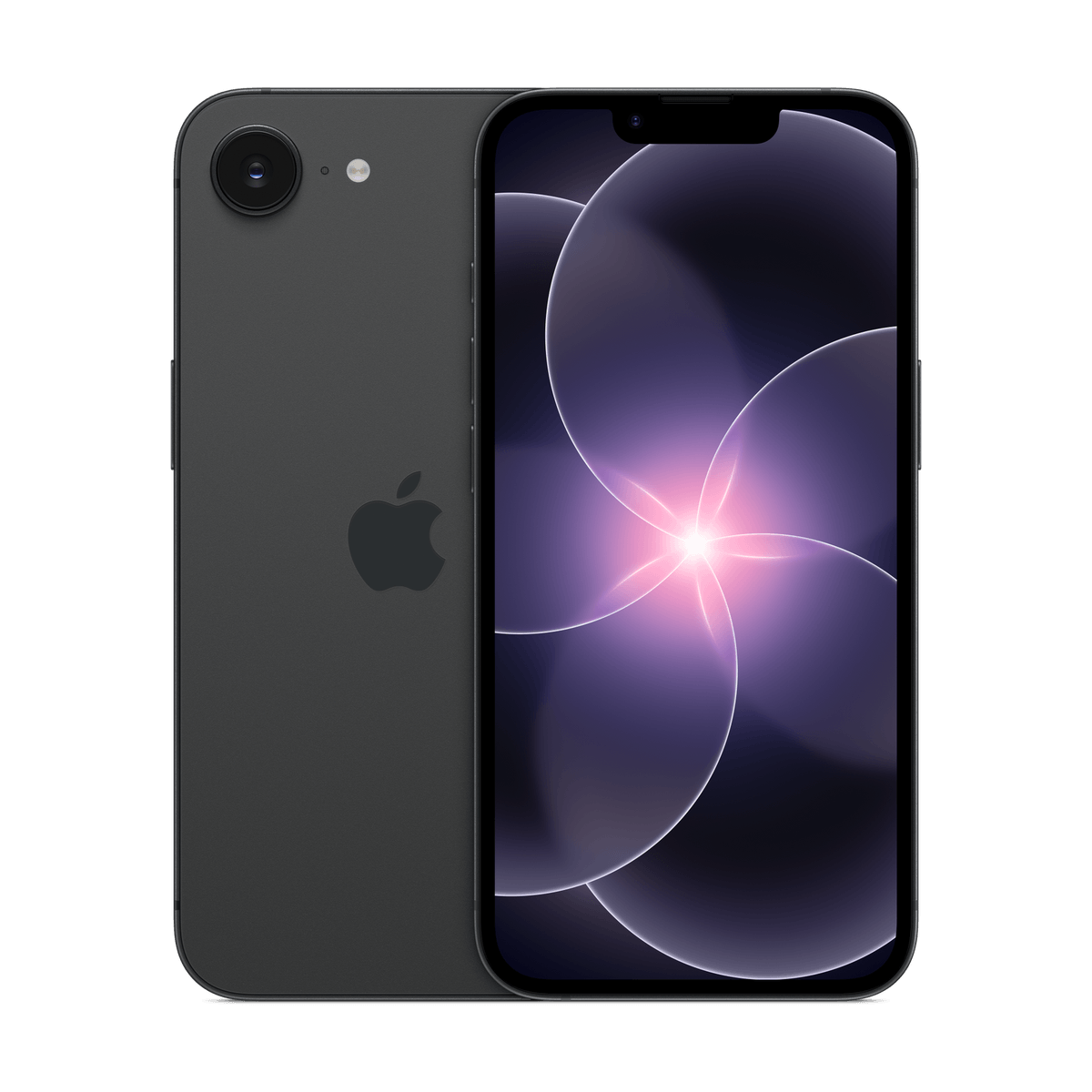 iPhone 17e color negro, vista trasera y frontal