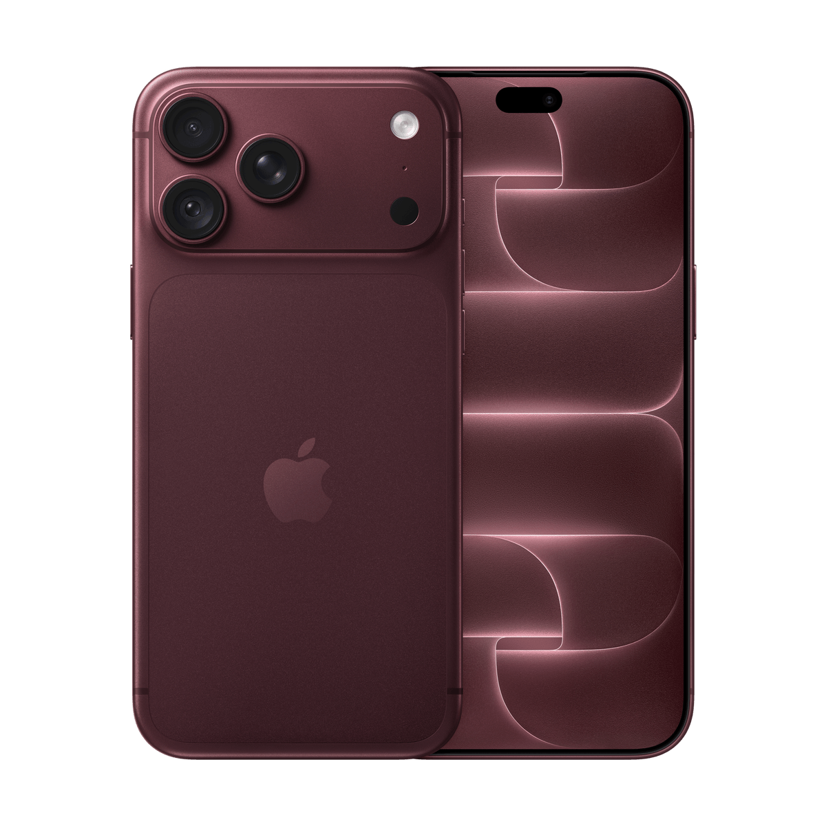 iPhone 18 Pro Max color bordó, vista trasera y frontal