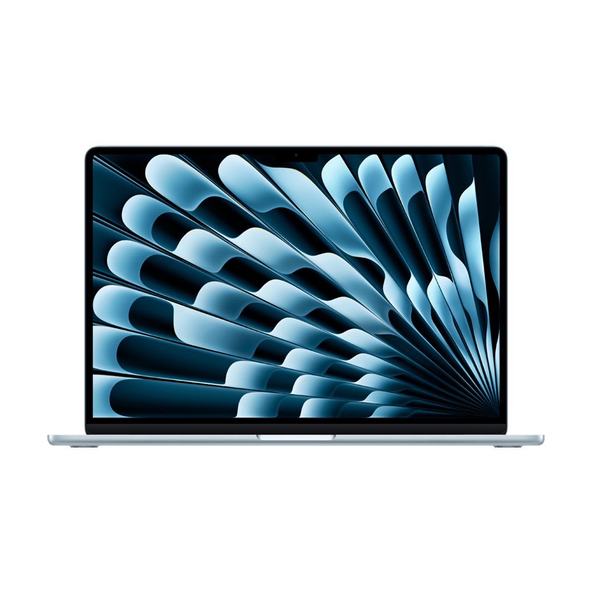 MacBook Air 15" (M5) color azul cielo, abierta, vista frontal